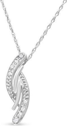 House of Brilliance Silver Diamond Accent Bypass Curve 18 Pendant Necklace in White at Nordstrom