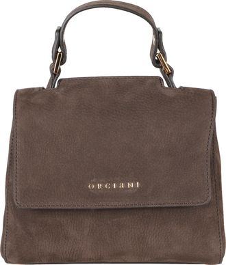 Orciani Charcoal Sveva XS Nabucco Embossed Leather Handbag