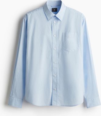 H&M Popelinehemd in Regular Fit - Blue