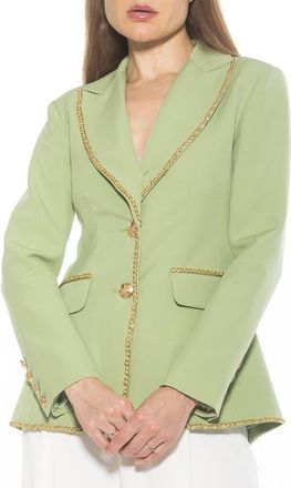 Alexia Admor Janet Chain Trim Blazer in Sage at Nordstrom Rack, Size 10