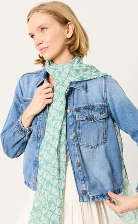 Fat Face FatFace Green Shell Printed Lightweight Scarf