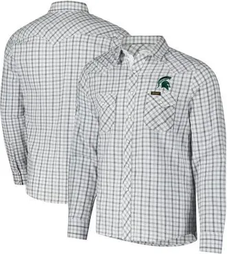 Wrangler Mens Colosseum x Wrangler White Michigan State Spartans Plaid Window Pane Long Sleeve Full-Snap Shirt at Nordstrom, Size Xx-Large