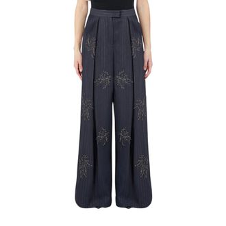 Liu Jo Pantaloni Palazzo con Ricami di Gioielli - - Trousers - Donna - Grigio - S