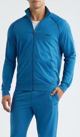 BOSS Mix Match Stretch Cotton Zip Jacket in Open Blue at Nordstrom, Size Xx-Large
