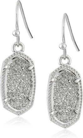 Kendra Scott Signature Lee Rhodium Plated Platinum Drusy Drop Earrings