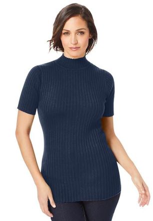 Jessica London Rib Mockneck Sweater in Navy at Nordstrom, Size Medium