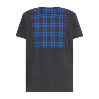 Maison Margiela T-Shirts, male, Blue, Size: S Cotton T-shirt with check panel