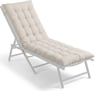 Relaxdays Relaxdays bench cushion, 160x50 cm, padded, quilted, with ties, outdoor, for garden benches, pallets, beige