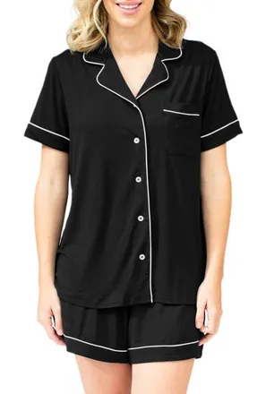Kindred Bravely Clea Short Sleeve Pajama Set in Black at Nordstrom, Size X-Large