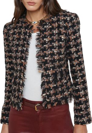 L'agence Angeline Jacket In Black Multi Tweed