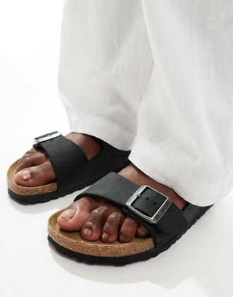 Birkenstock Arizona - Sandali in pelle oliata nera-Nero