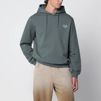 A.P.C. Felpa con cappuccio verde in cotone