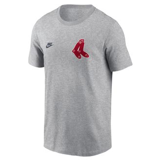 Nike Boston Red Sox Cooperstown 2-Hit Large Logo Nike Mens MLB T-Shirt in Grey | N19906GBRS-VFA