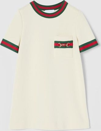 Gucci Kids - Cotton Dress With Horsebit, White, Ready-to-wear