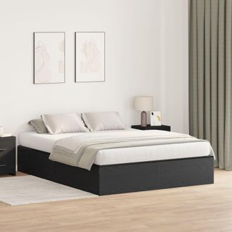 Berkfield Home Storage Bed Frame Black Oak 150x200 cm