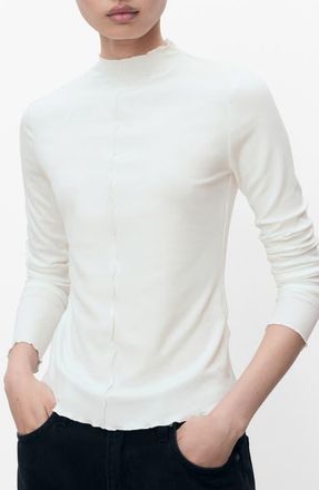 Mango Mock Neck Knit Top in White at Nordstrom, Size X-Large