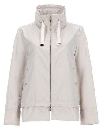 Moorer White Solid Band Collar Jacket