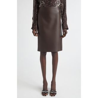 Ferragamo Leather Pencil Skirt in Expresso at Nordstrom, Size 2 Us