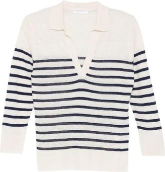 Majestic Oversized Linen 100 Stripes Polo Shirt