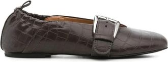Ganni Ballerina Croco - Dames - Ballerinas - Bruin - 41 EU - Schoenen