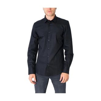 Antony Morato Zwarte Katoenen Poplin Overhemd Lente/Zomer - Heren - Casual Overhemden - Zwart - XS - Katoen - Overhemden