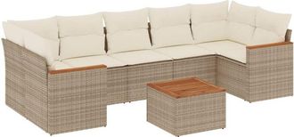 vidaXL Vidaxl - Juego De Sof&aacute;s De Jard&iacute;n Con Cojines Beige 8 Pzas Rat&aacute;n Pe