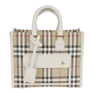 Burberry Mini Freya Tote - Dames - Handtassen - Beige - ONE Size - Katoen - Tassen