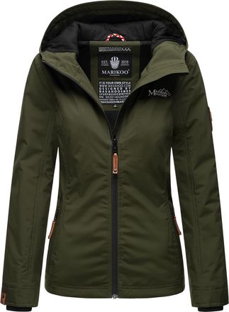 Marikoo dames overgangsjas lichtgewicht water- en windafstotend met capuchon olijf