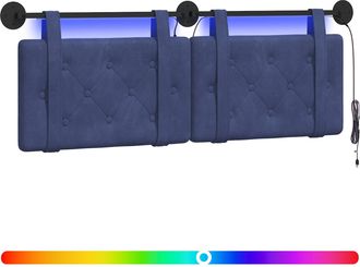 vidaXL Cabecero Colgante Con Luz Led Azul Polic&iacute;a Terciopelo Vidaxl