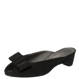 Stuart Weitzman Black Suede Slide Sandals