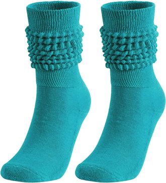 Generic Slouchy Socks for Women Slouch Socks Scrunch Socks Medium High Tube Bubble Socks 80S 90S Knee Tube Socks Soft Cotton Retro Scrunch Socks Mid Calf Rib 