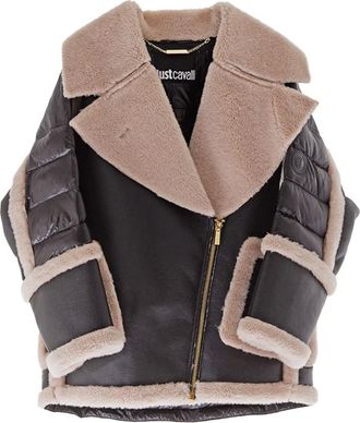 Just Cavalli Faux Fur & Shearling Jackets, female, Black, Size: XS Montone Jacket