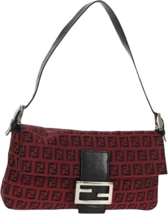 Fendi Pre-owned Shoulder Bags, female, Red, Size: ONE SIZE Pre-owned Vintage Zucchino Shoulder Bag