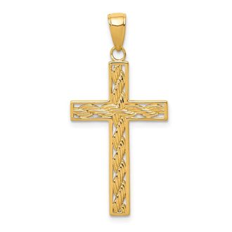 Diamond2Deal 10k Yellow Gold Rope Cross Pendant