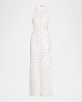 Ramy Brook Giada Sequin Halter Column Gown