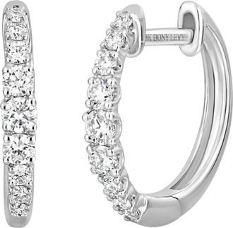 Bony Levy Audrey Diamond Huggie Hoop Earrings in 18K White Gold at Nordstrom