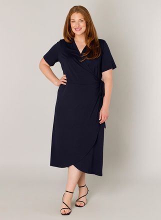 Base Level Curvy Wickelkleid BASE LEVEL CURVY Abbie, Damen, Gr. 54 (56), N-Gr, blau (navy dunkelblau), Jersey, Obermaterial: 94% Viskose, 6% Elasthan, unifarben, figur