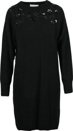 Ermanno Scervino Black Polyamide-Blend Floral Embroidered Dress