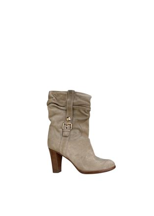 Louis Vuitton Beige Suede Slouchy Ankle Boots Size 41