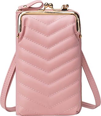 Generic Korean Version Of One Shoulder Small Bag Fashion Messenger Bag New Type Womens Touchscreen Mobile Phone Bag One Shoulder Bag (Pink, One Size)