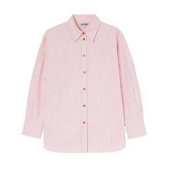 Ganni Shirts, female, Pink, Size: M Camisa Oxford