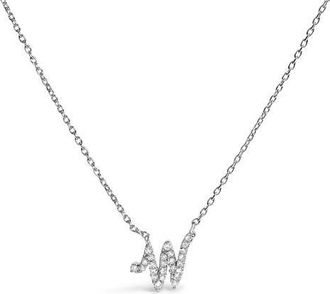 House of Brilliance 10K Gold Diamond Accent A-Z Initial Script Style Pendant Necklace in White | W at Nordstrom