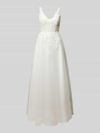 Luxuar Luxuar Abendkleid mit Strasssteinbesatz in Offwhite, Gr&ouml;&szlig;e 36