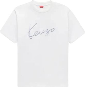 Kenzo Signature T-Shirt - Heren - T-shirts - Wit - S - Katoen - Tops