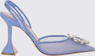 Amina Muaddi Slingback Begum in nylon a rete e pelle con fibbia gioiello