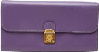 Ferragamo Purple Leather Coin Purse/Coin Case (Pre-Owned)
