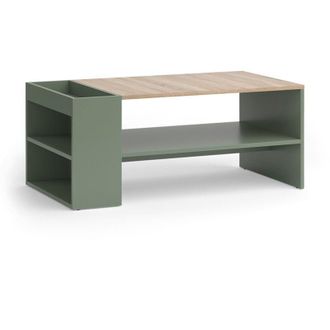 Vicco Tavolino da salotto Wido, Verde, 100 x 55 cm con ripiani, Vicco
