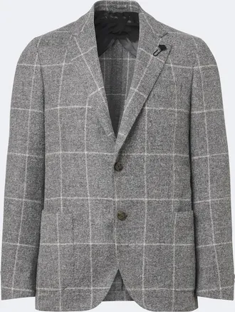 Lardini Checked alpaca and wool-blend blazer