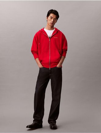 Calvin Klein Mens Lunar New Year Terry Zip Hoodie - Red - L