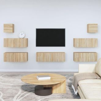 Berkfield Home 7 Piece TV Cabinet Set Sonoma Oak Engineered Wood in Brown